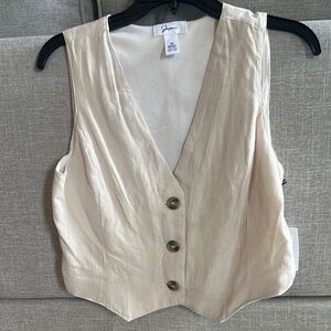 Linen Vest- Sleeveless Buttoned Size Medium NWT